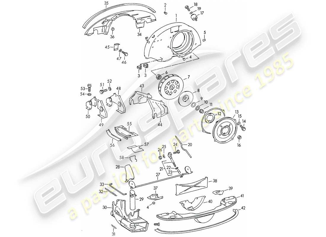 porsche 1954 (356/356a) air cooling part diagram