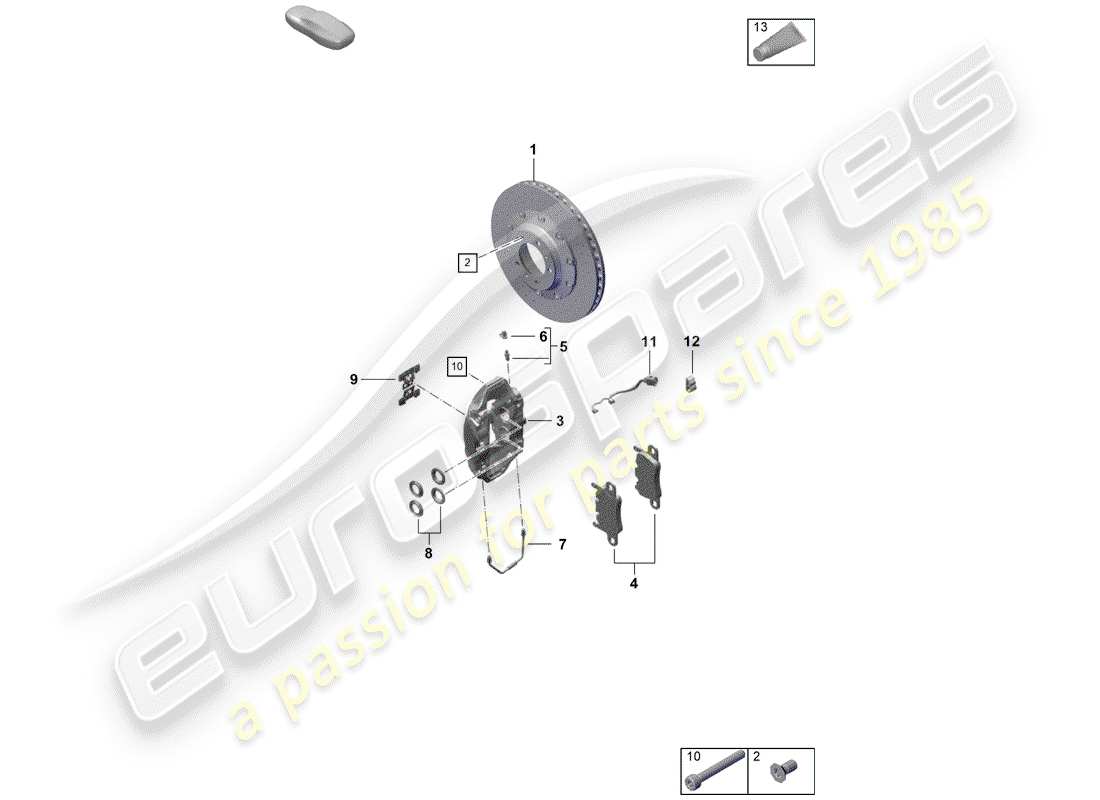 porsche 2019 (718 boxster spyder) disc brakes part diagram