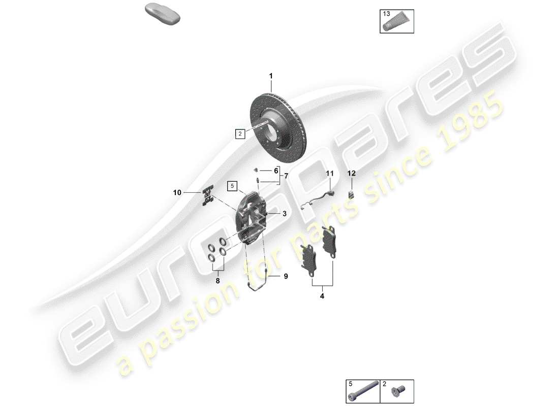 porsche 2020 (718 boxster spyder) disc brakes part diagram