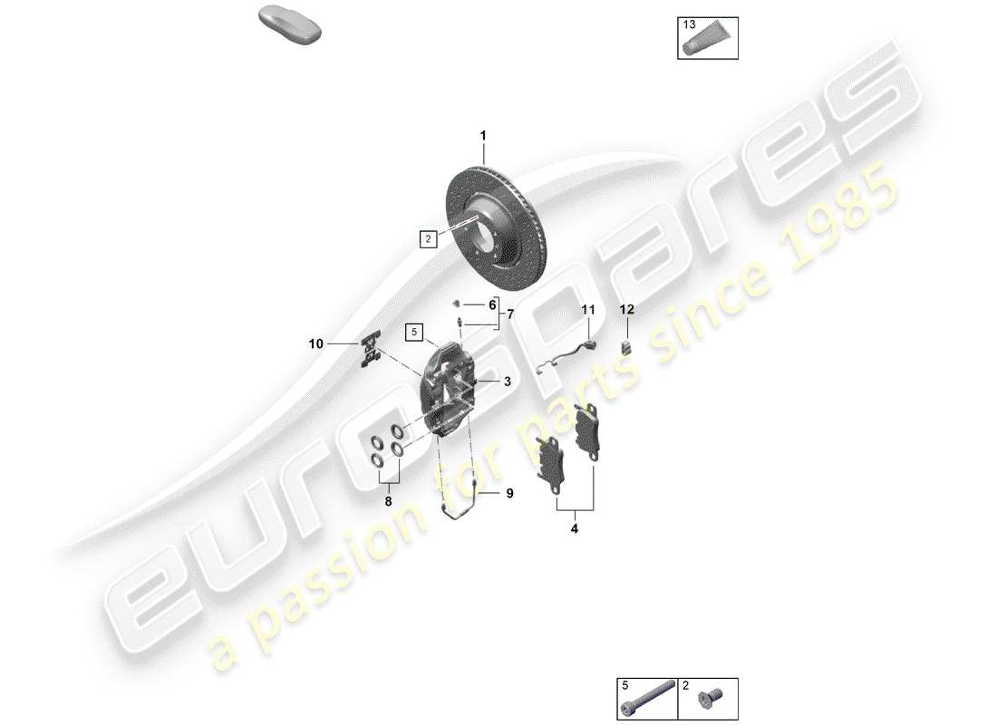 porsche boxster spyder (2020) disc brakes parts diagram