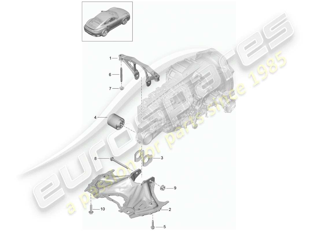 porsche 991 turbo (2016) sub frame part diagram