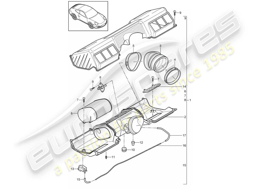 porsche 2011 (997-2) air cleaner parts diagram