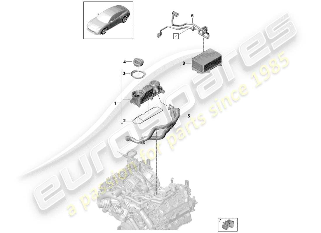 porsche 2017 (panamera 971-1) crankcase breather part diagram