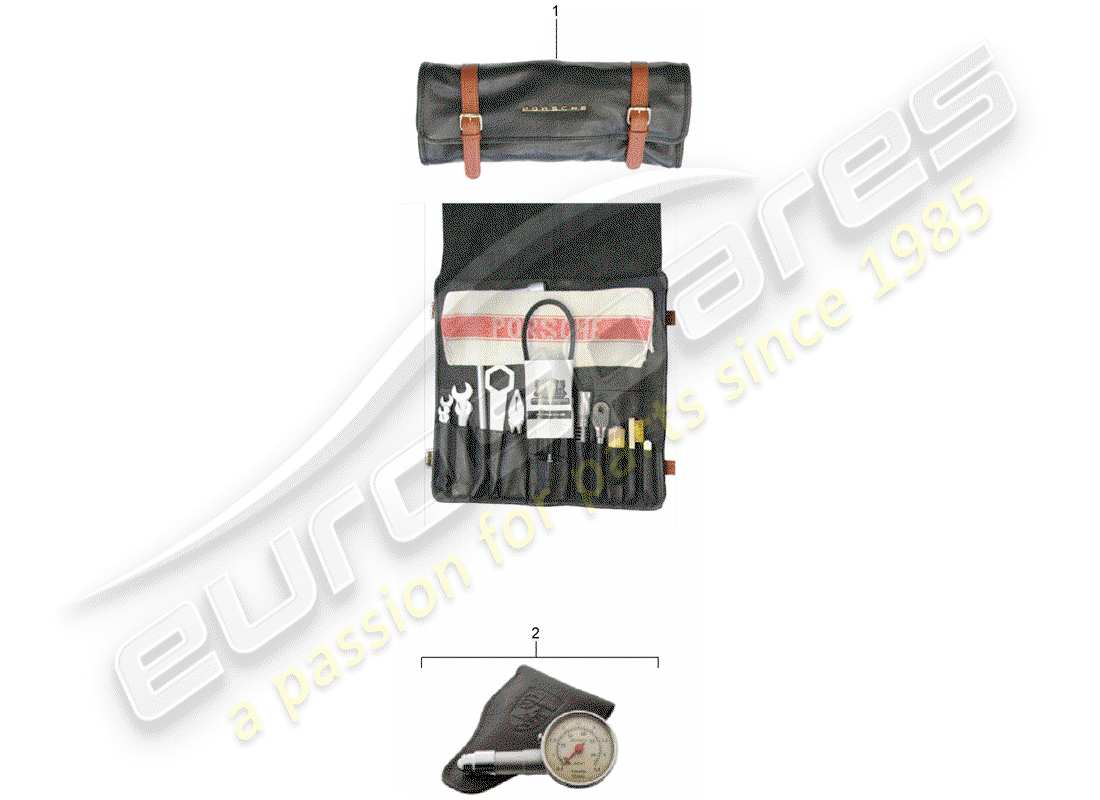 porsche classic accessories (2012) tool kit bag part diagram