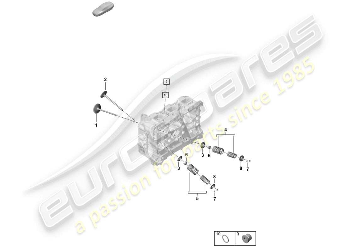 porsche 2020 (718 cayman) cylinder head individual parts valve parts diagram