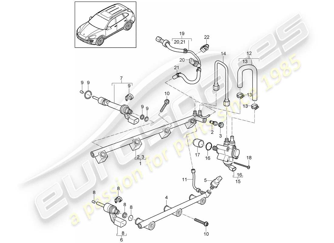 porsche 2017 (cayenne e2 92a) fuel collection pipe part diagram