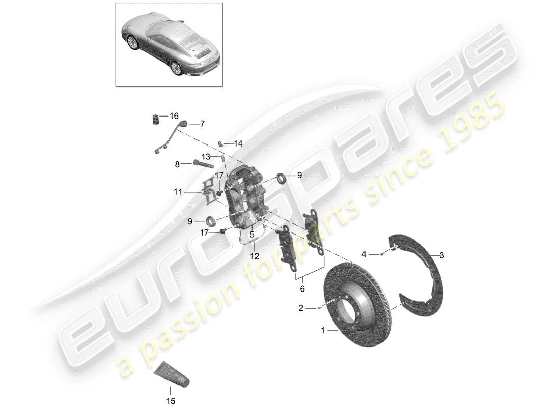 porsche 991 gen. 2 (2017) disc brakes part diagram