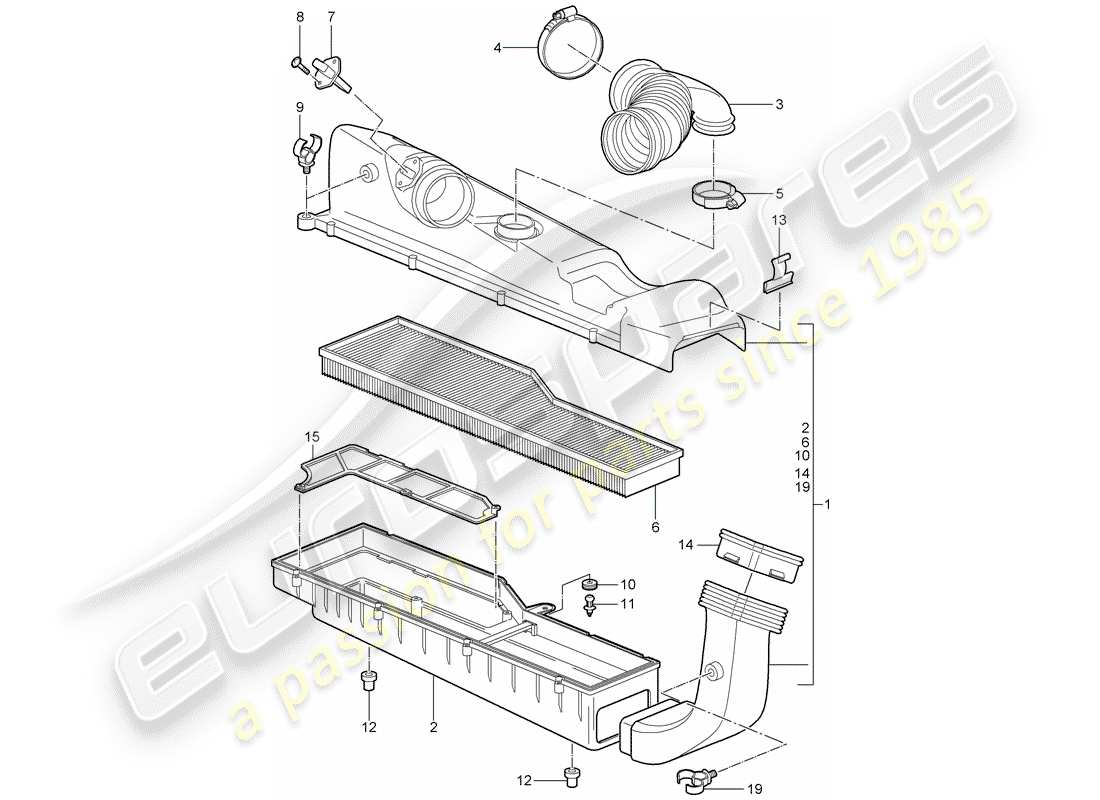 porsche 2005 (997-1) air cleaner part diagram