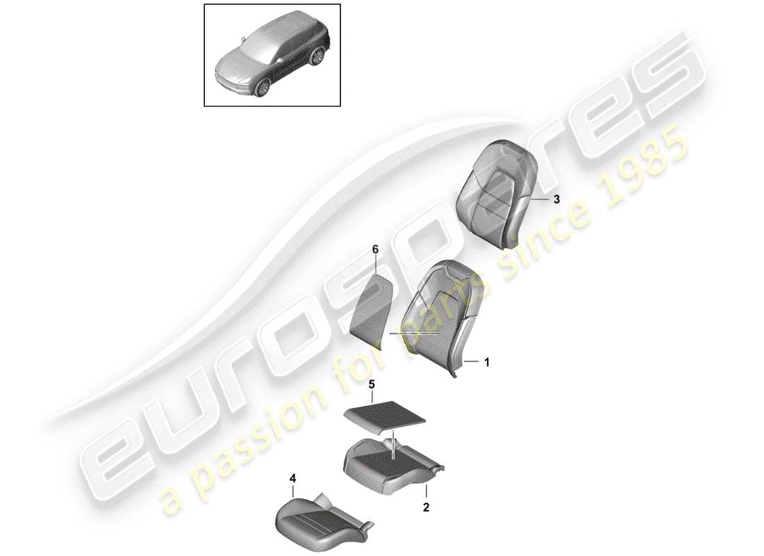 porsche 2020 (cayenne e3 9ya/9yb) foam part part diagram