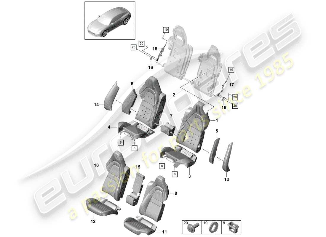 porsche panamera 971 (2017) seat parts diagram