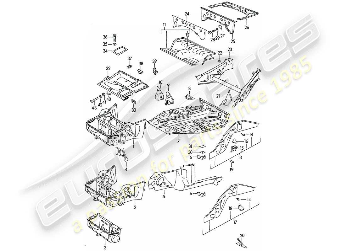 porsche 1961 (356b/356c) frame part diagram
