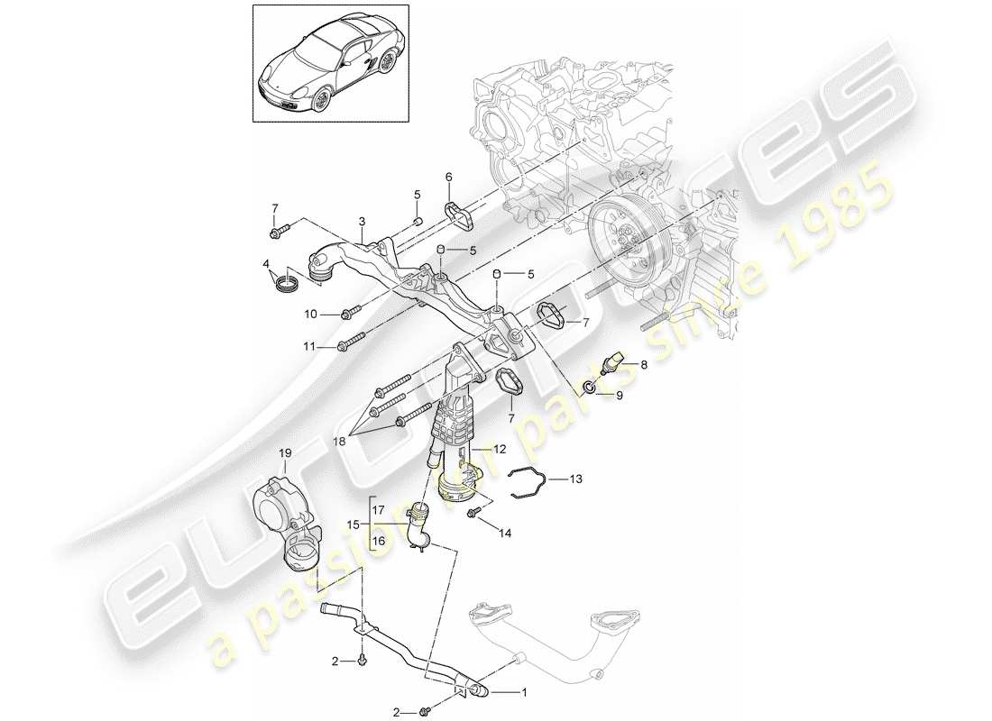 porsche 2010 (987 cayman) sub-frame part diagram