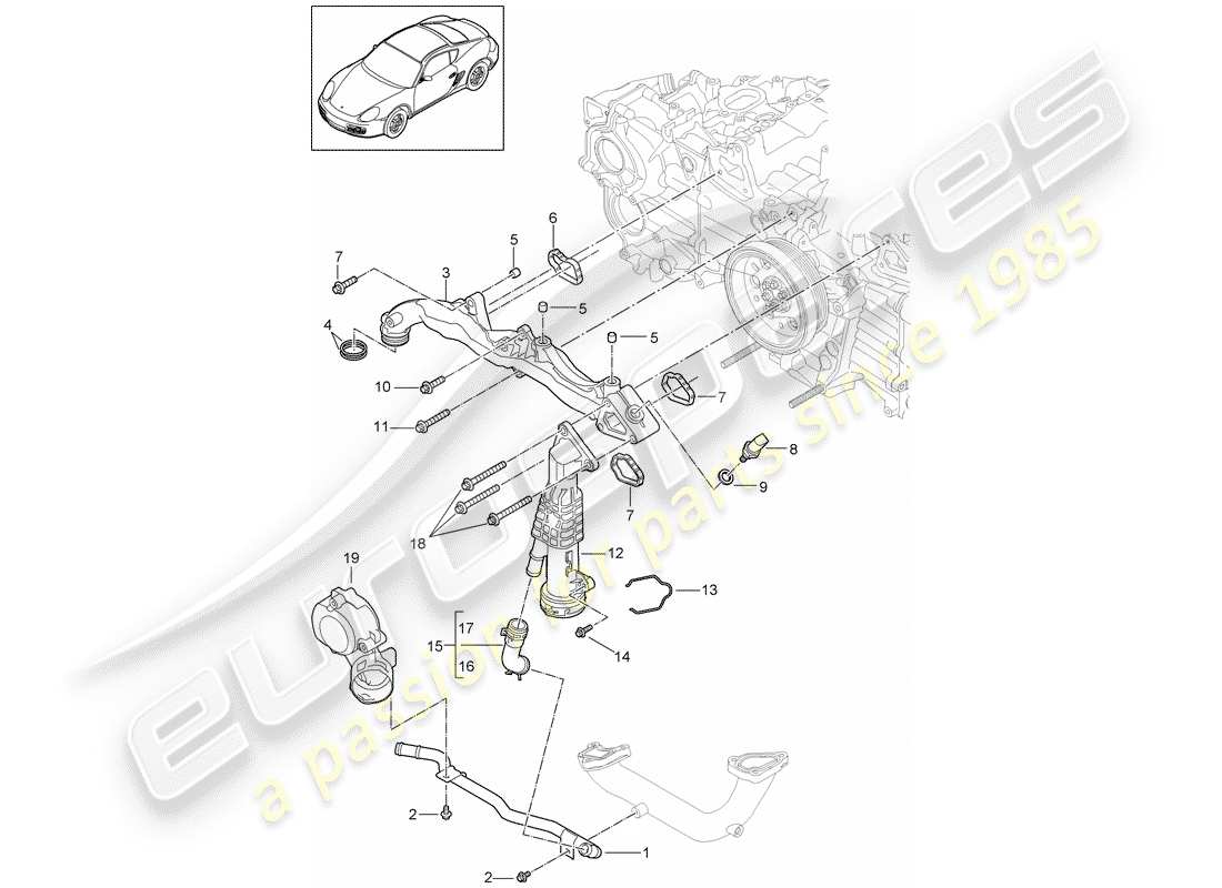 porsche cayman 987 (2010) sub-frame part diagram