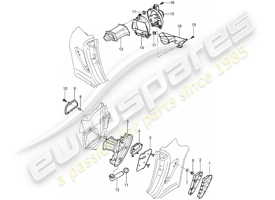porsche 2007 (987 boxster) ventilation part diagram