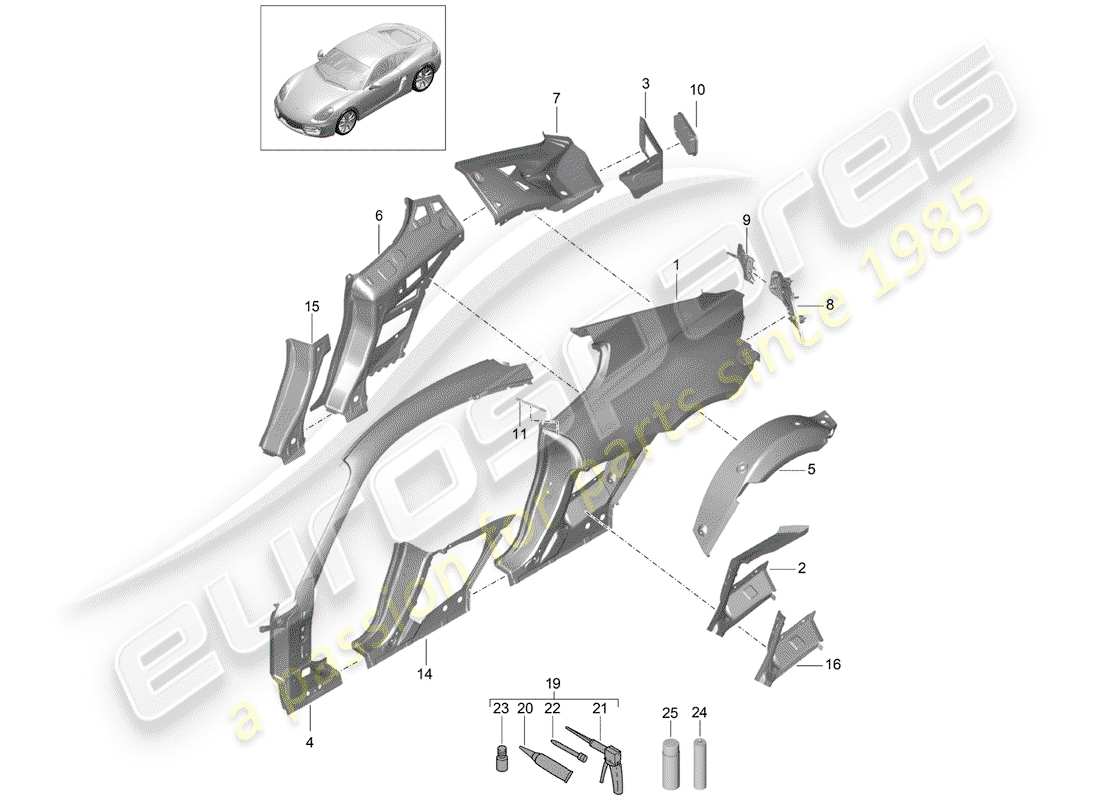 porsche 2016 (981 cayman) side panel part diagram