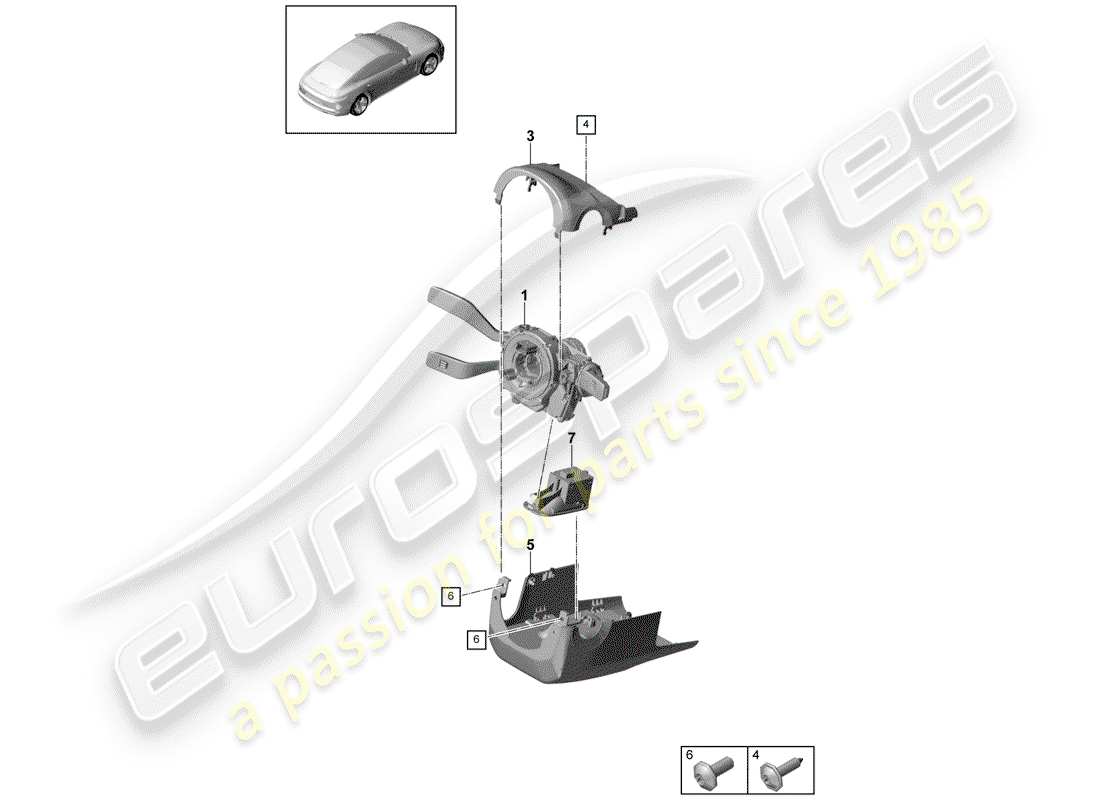 porsche panamera 971 (2018) steering column switch part diagram