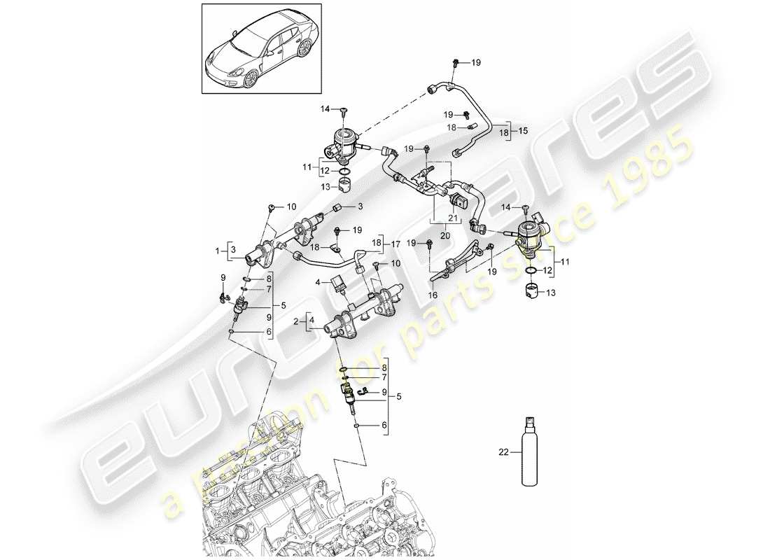 porsche 2016 (panamera 970) fuel collection pipe part diagram