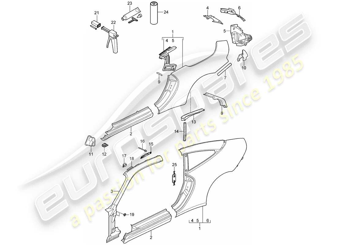 porsche 2011 (997-2) side panel parts diagram