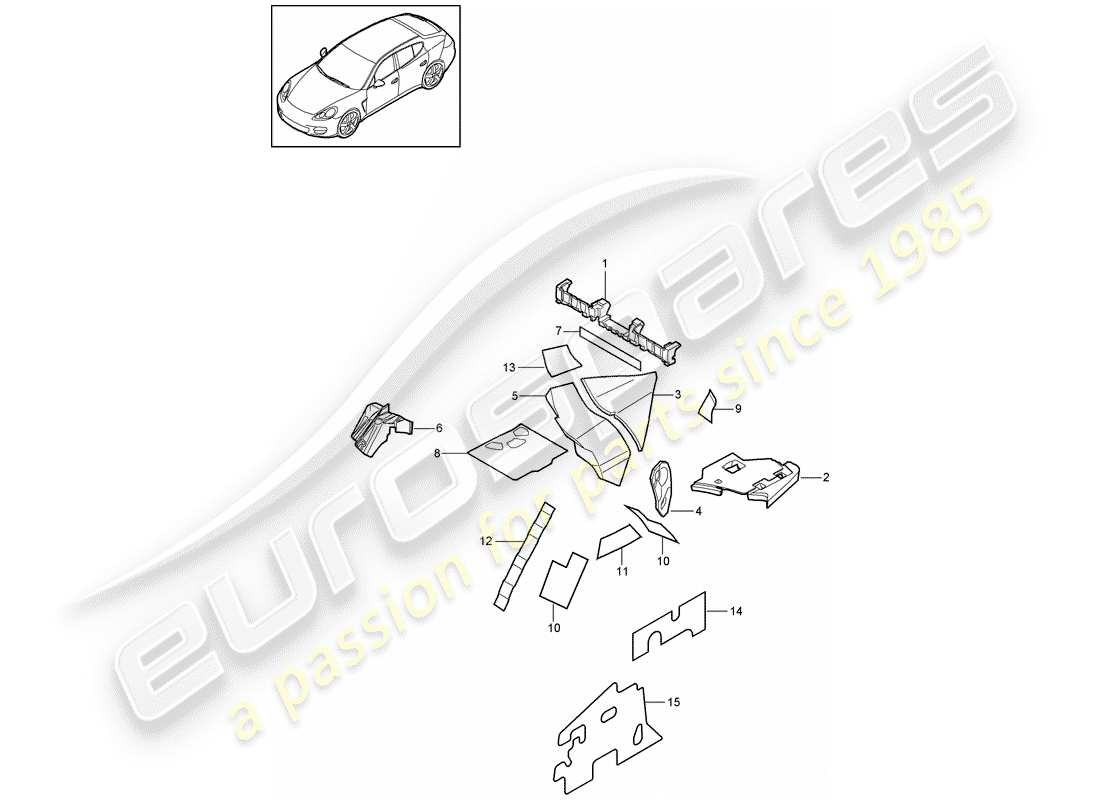 porsche 2011 (panamera 970) sound absorber part diagram