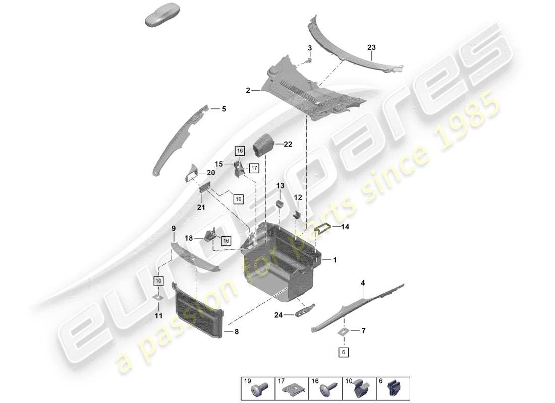porsche 2019 (718 boxster spyder) boot lining part diagram