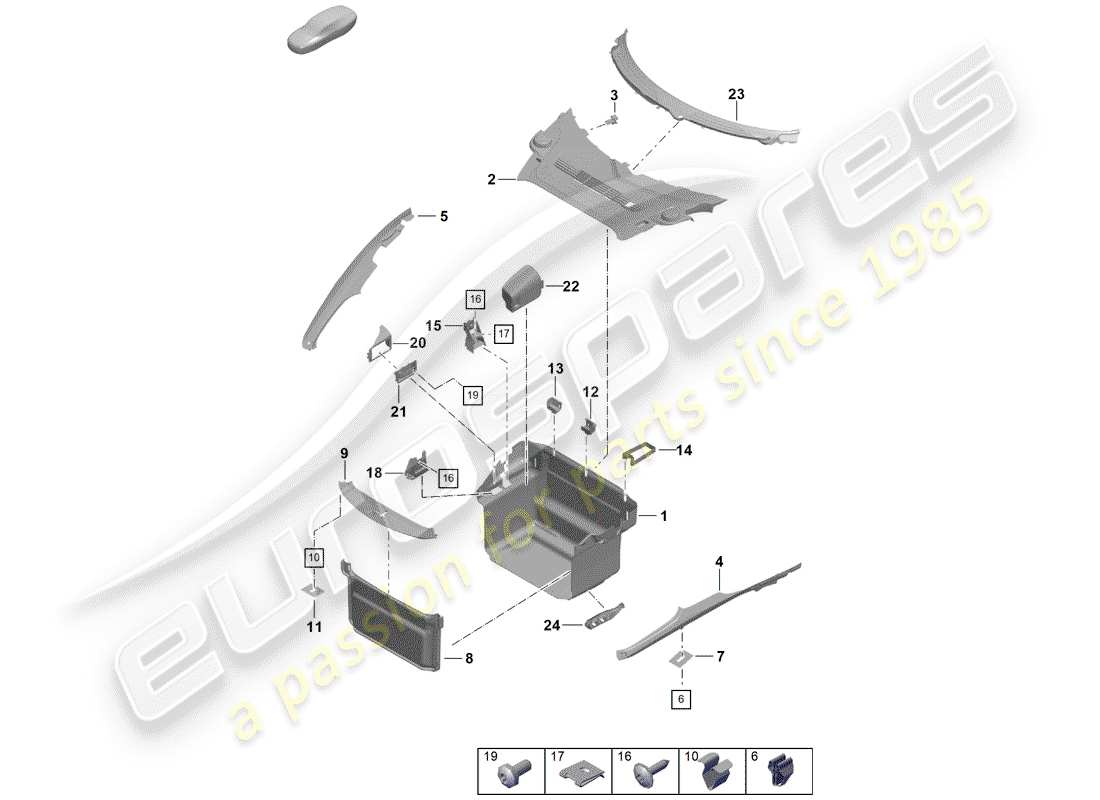 porsche boxster spyder (2019) boot lining parts diagram