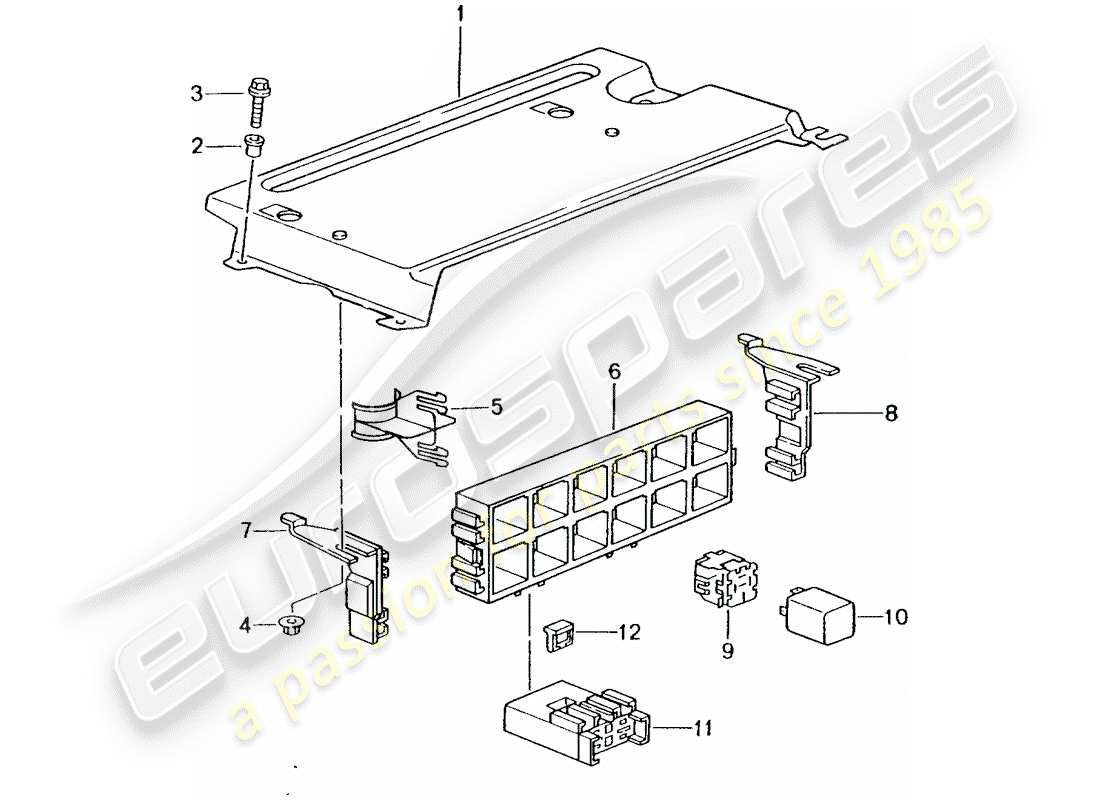 porsche 2001 (996 turbo / gt2) fuse box/relay plate - rear end part diagram