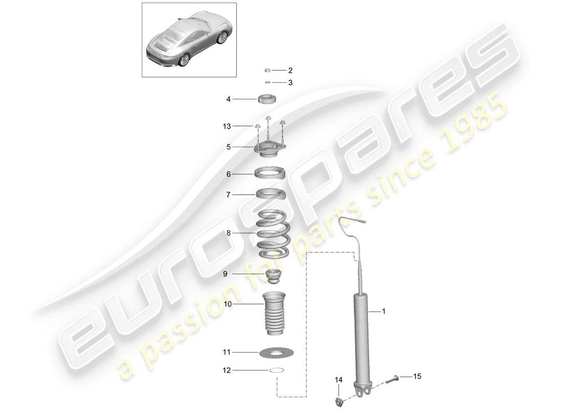 porsche 2017 (991-2) shock absorber part diagram