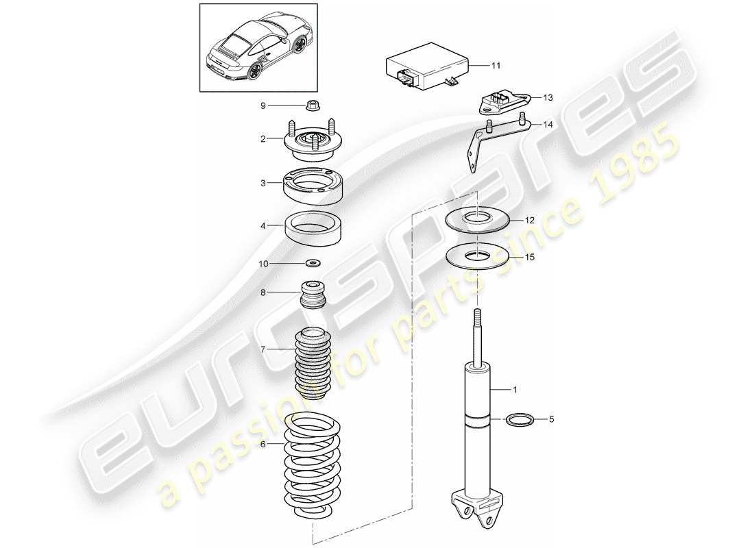 porsche 911 t/gt2rs (2011) shock absorber part diagram