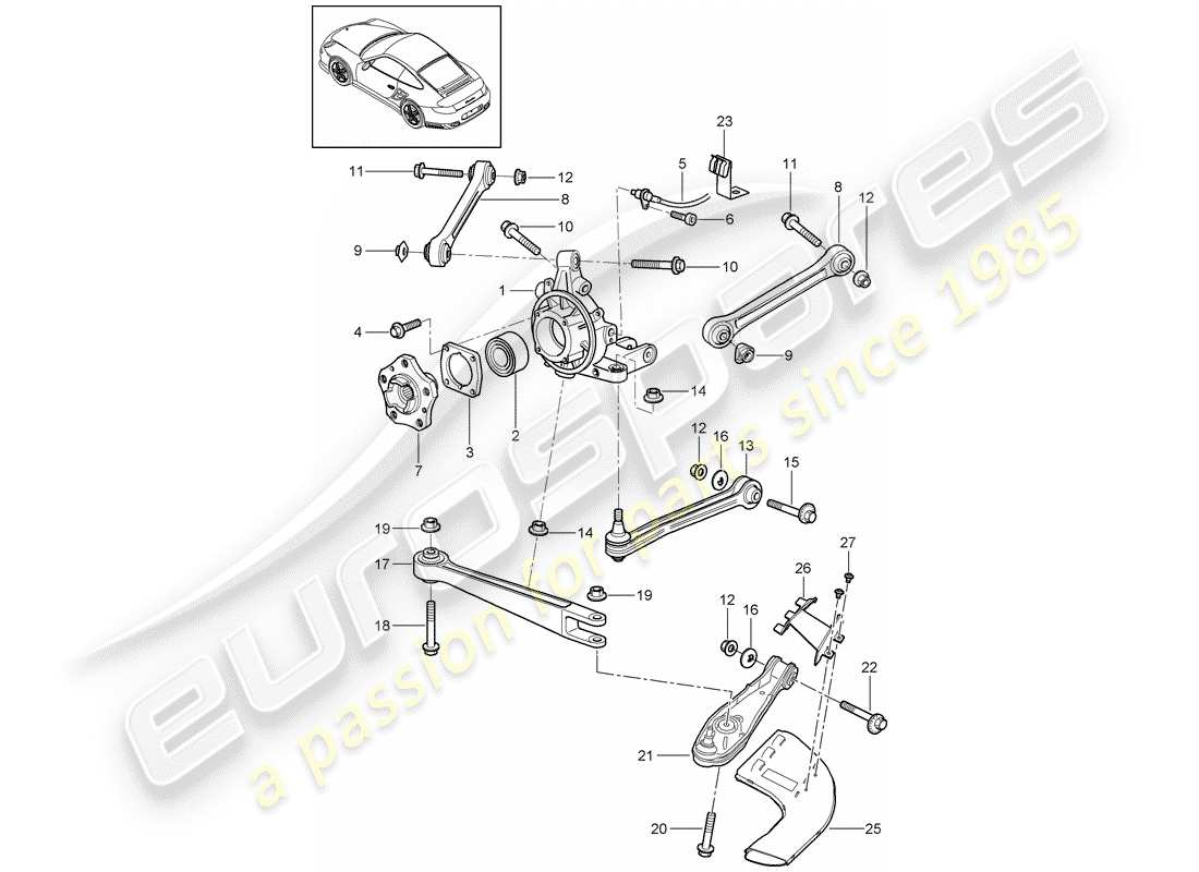 porsche 2012 (997-2 turbo / gt2 rs) rear axle part diagram
