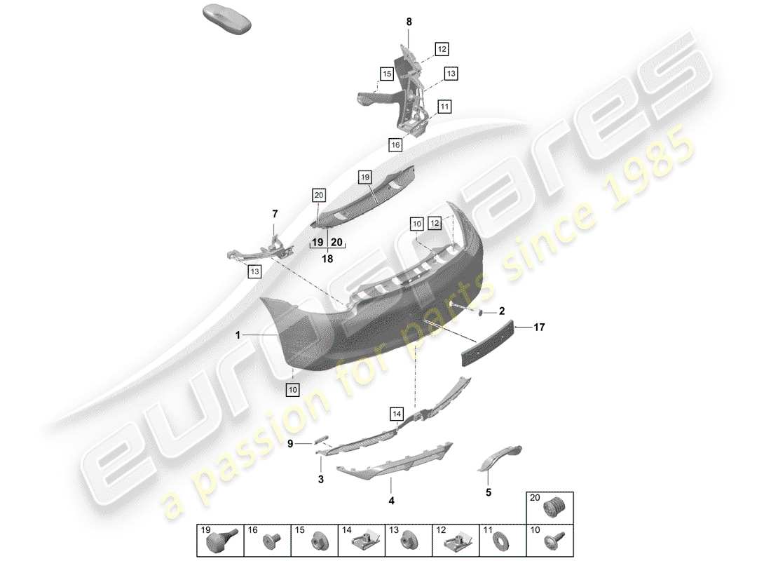 porsche 2020 (718 boxster spyder) bumper part diagram