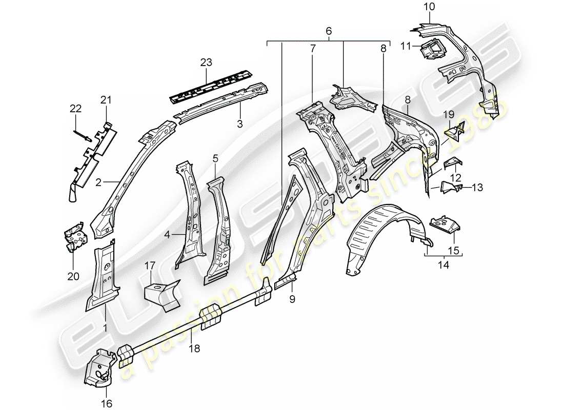 porsche 2003 (cayenne e1 9pa) side panel part diagram