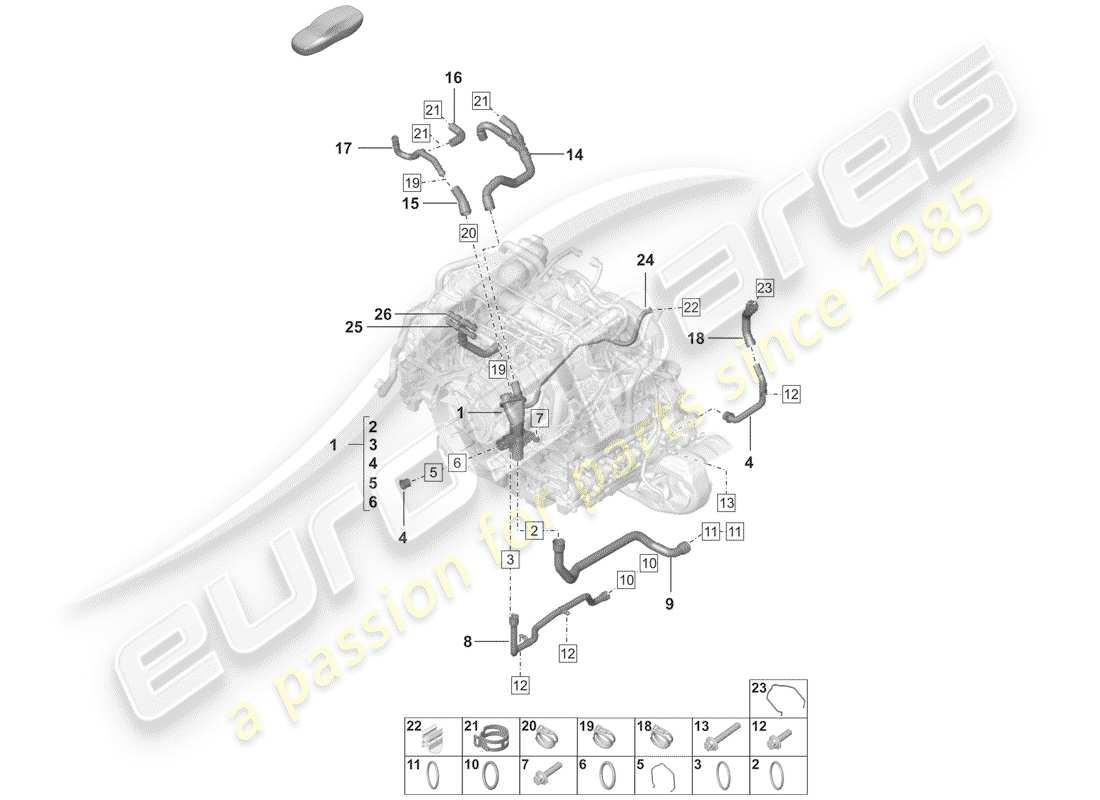 porsche 2019 (992-1) water cooling part diagram