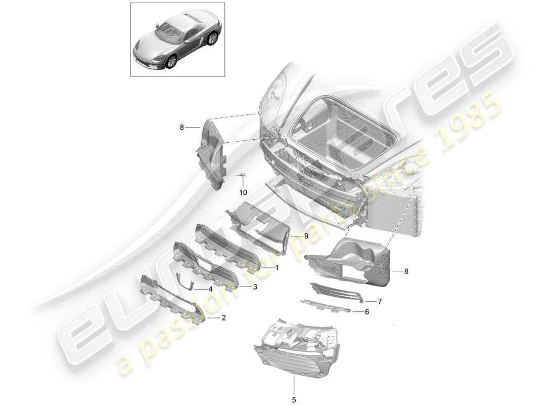 porsche 718 boxster (2020) air duct parts diagram