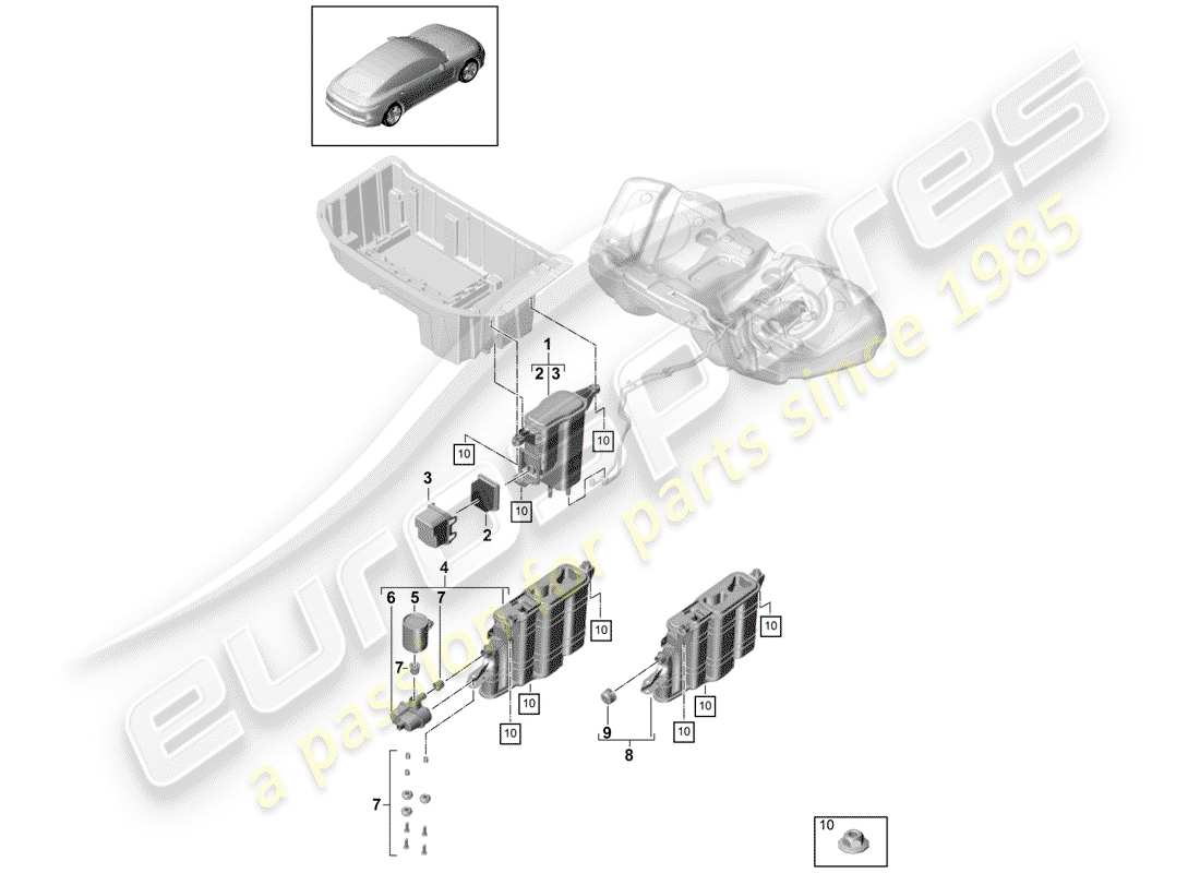 porsche panamera 971 (2020) evaporative emission canister parts diagram