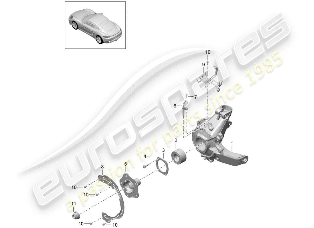 porsche 2017 (718 cayman) rear axle part diagram