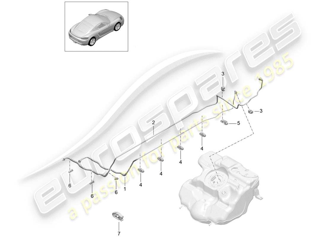 porsche 2017 (718 cayman) fuel line part diagram