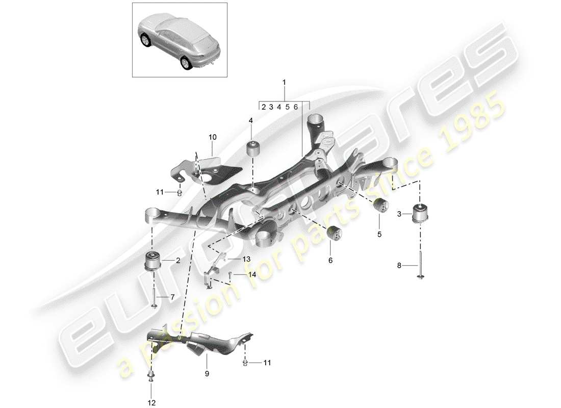 porsche 2014 (macan) rear axle part diagram