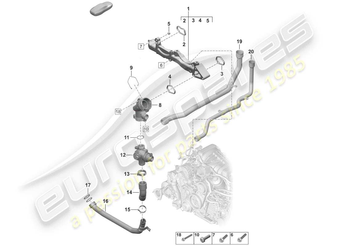 porsche 2020 (992-1) sub-frame part diagram