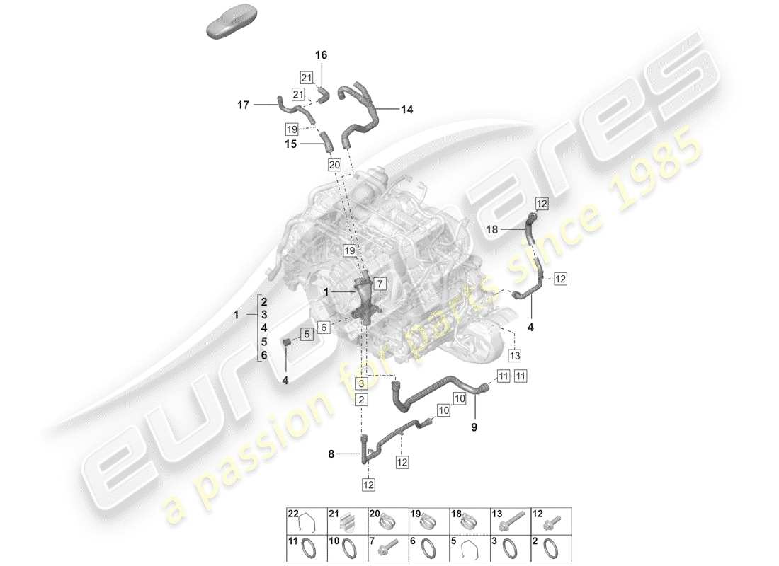 porsche 2020 (992-1) water cooling part diagram