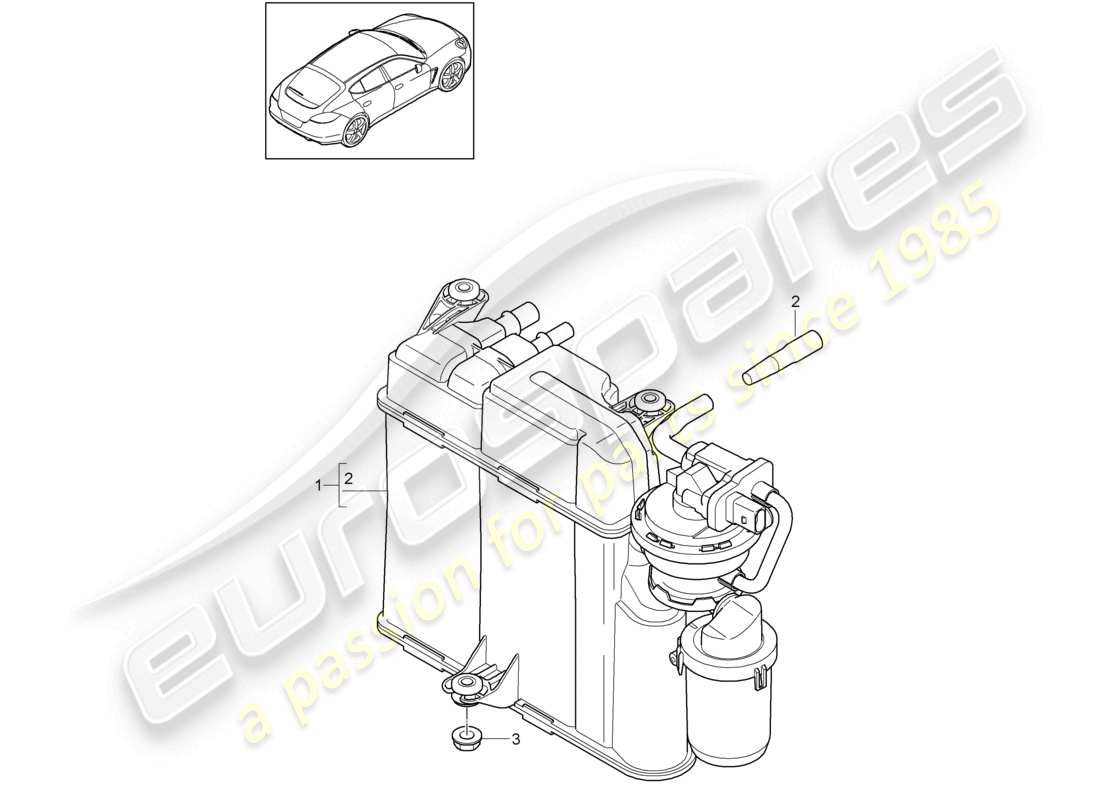 porsche 2010 (cayenne e1 9pa) activated charcoal container parts diagram