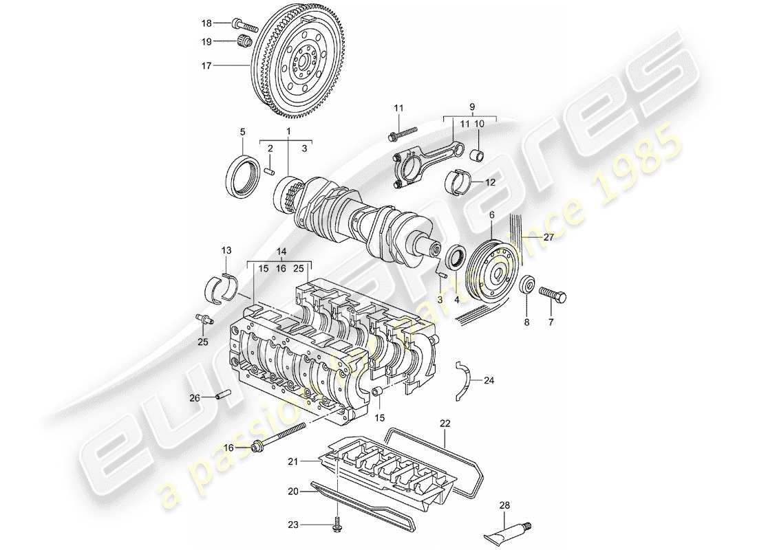 porsche 1997 (986 boxster) crankshaft part diagram