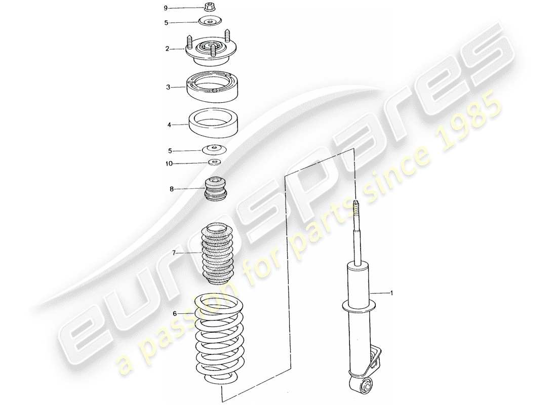 porsche 2002 (996 turbo / gt2) shock absorber - coil spring parts diagram