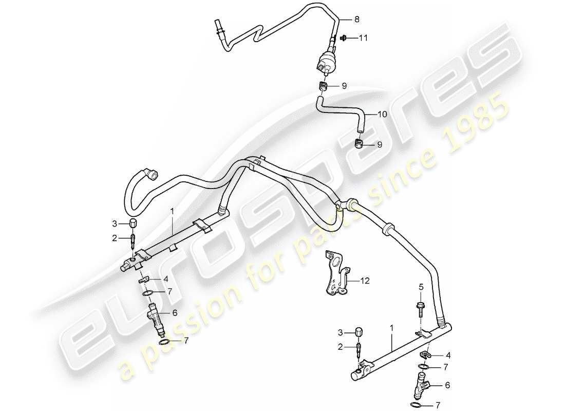 porsche 2006 (987 boxster) fuel collection pipe part diagram