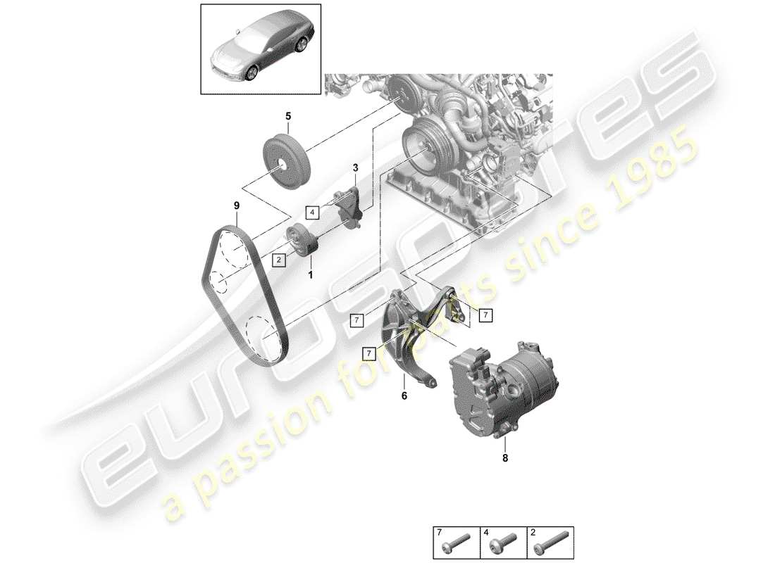 porsche panamera 971 (2017) v-ribbed belt parts diagram