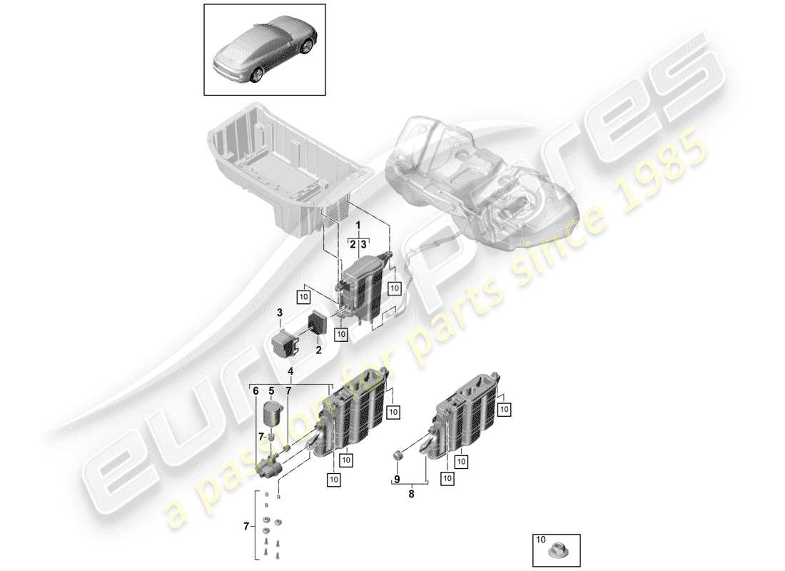 porsche 2017 (panamera 971-1) evaporative emission canister part diagram