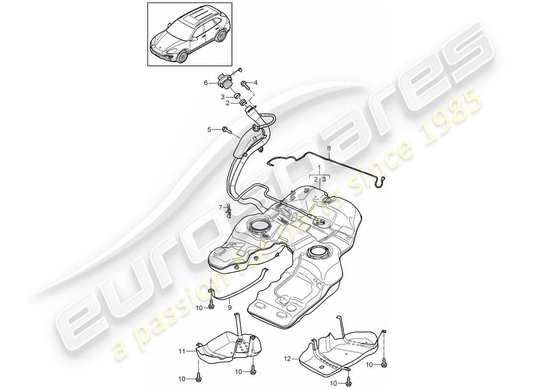 porsche 2016 (cayenne e2 92a) fuel tank part diagram