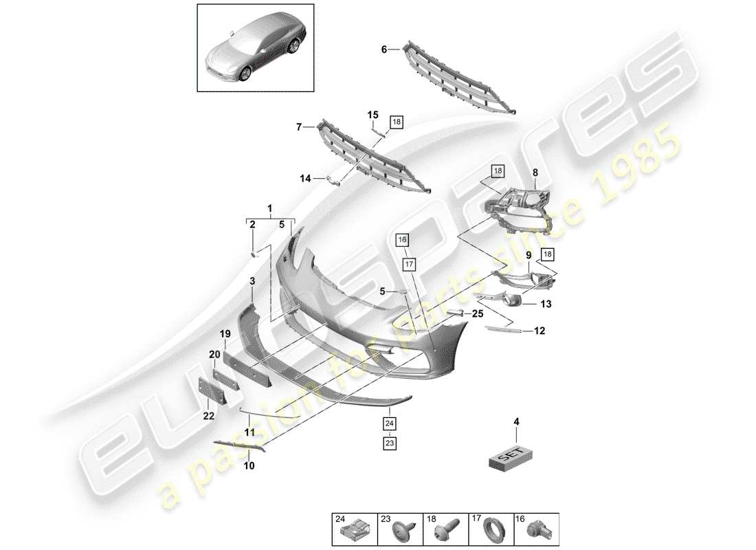 porsche 2020 (panamera 971-1) bumper part diagram