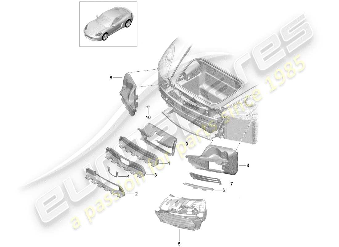 porsche 718 cayman (2018) air duct parts diagram