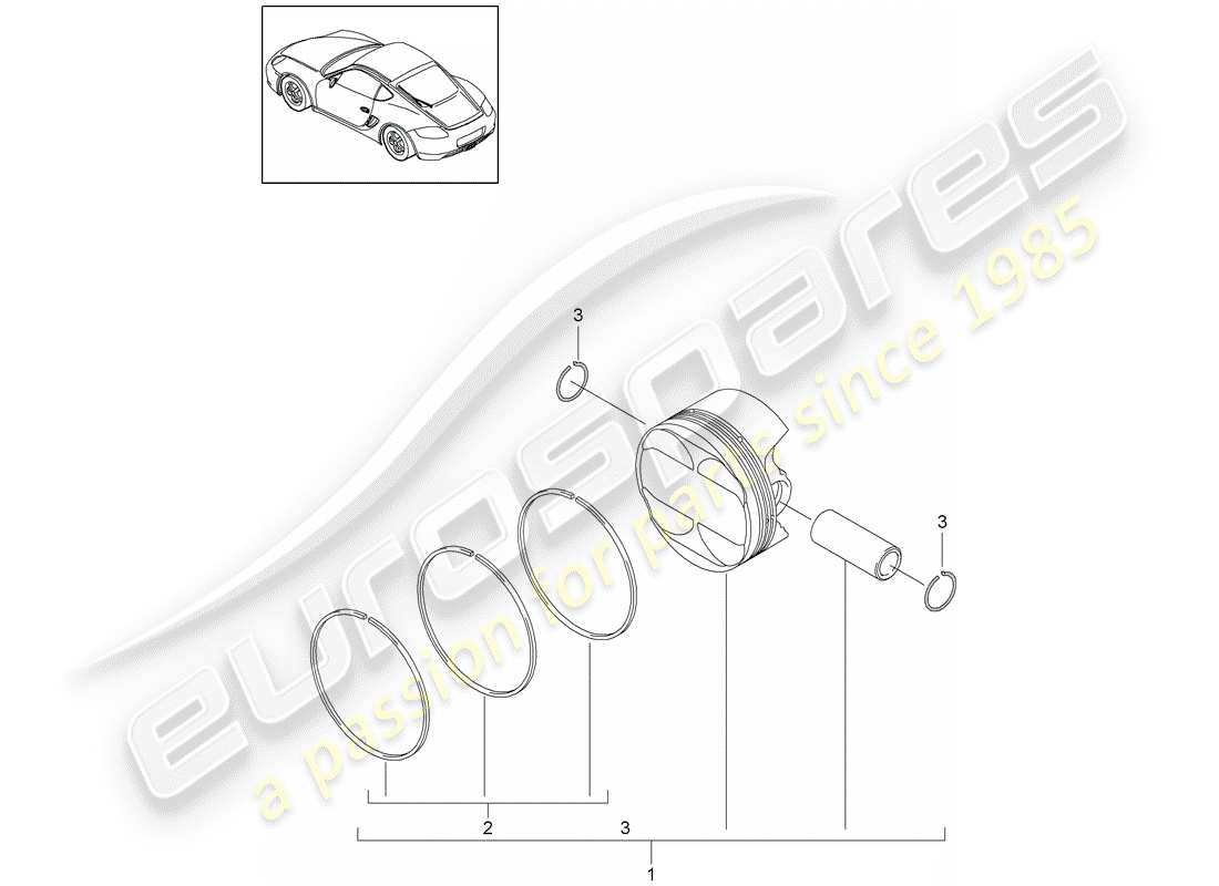 porsche 2011 (987 cayman) piston part diagram