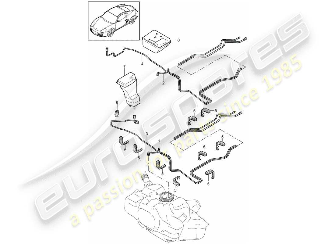 porsche 2011 (987 cayman) fuel system part diagram